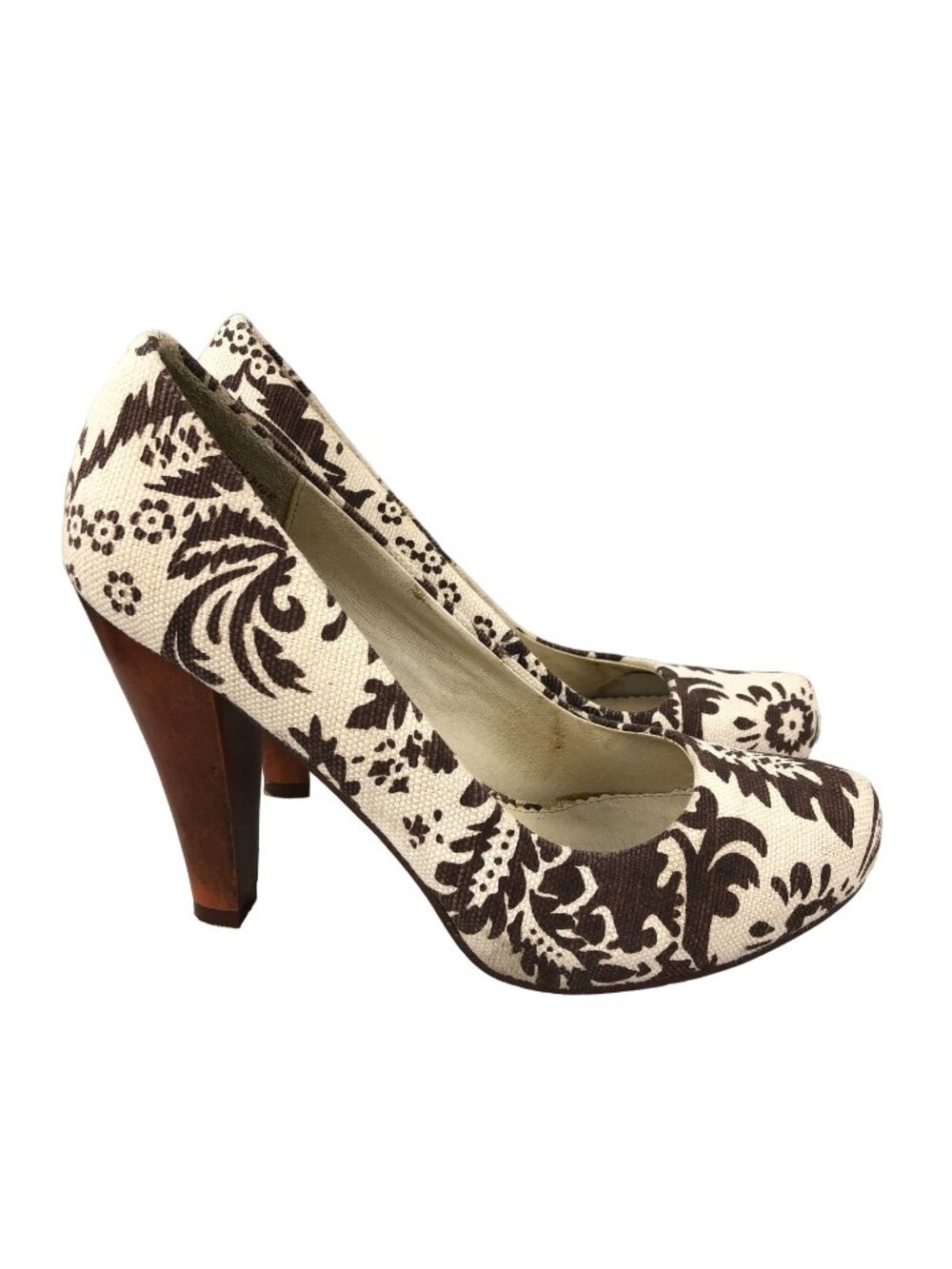 Tribeca Women's Size 7.5M Moon Rise Brown Cream Closed Toe Ultra High Heel Pumps